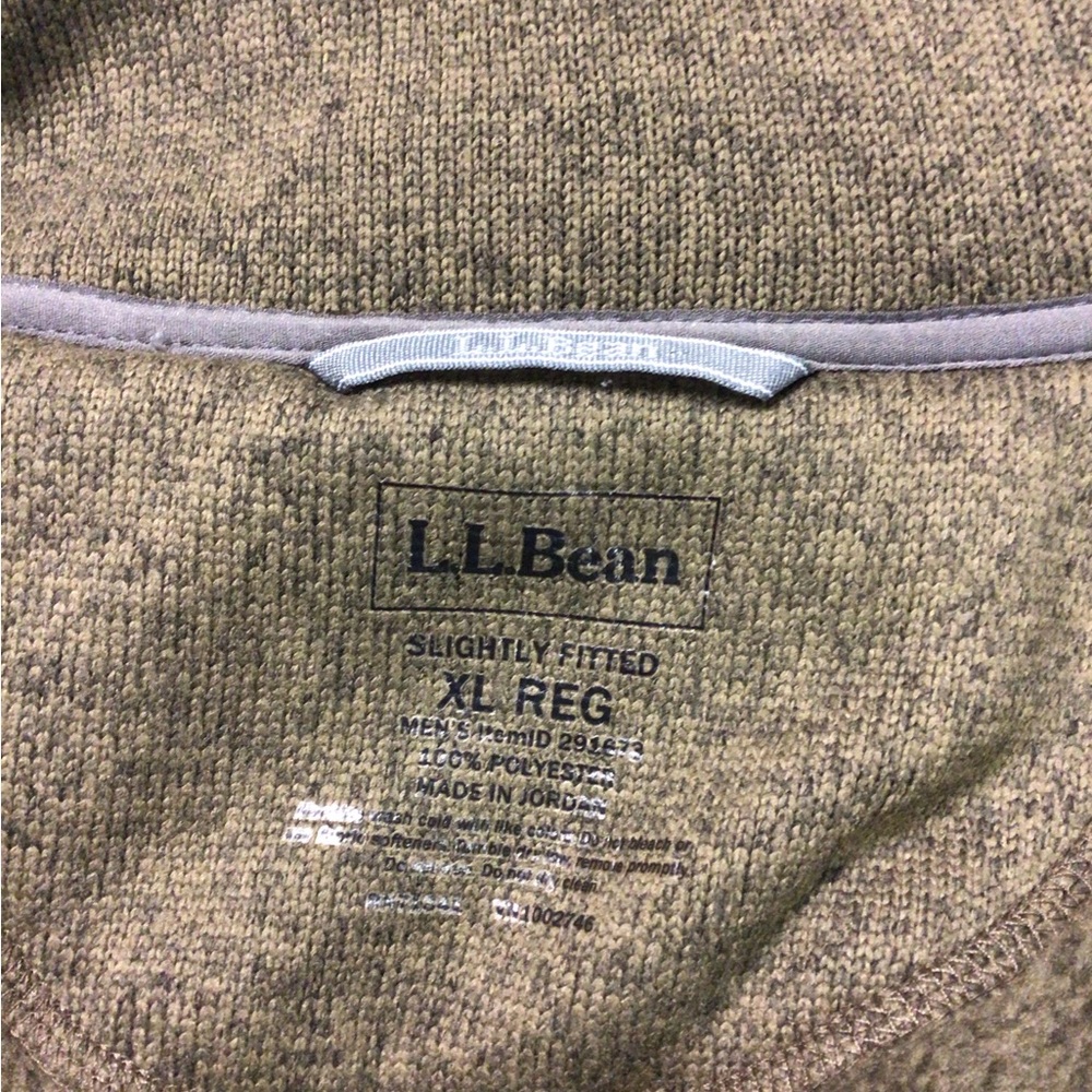 L.L.Bean Sweater Fleece Full-Zip Slightly Fitted Green Jacket XL - Picture 4 of 6